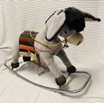 Large Vintage 1960s Merrythought Rocking Horse / Donkey Grey