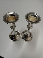 Vintage Silver Plated Candlesticks Pair - Beaded Rim Taper Candle Holders, Felt