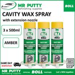 CAVITY WAX 3 x 500ml aerosol, spray Rust Proofing Car Doors Chassis Sills A