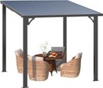 2.4x2.4m Lean to Gazebo Outdoor Metal Harodtop Wall-Mounted Heavy Duty Pergolas
