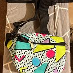 Multicolour Geometric Synthetic Bumbag Waist Bag with Zip Closure