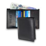 Gents Black RFID Blocking Ultra Slim Genuine Leather Wallet Cards Notes Holder