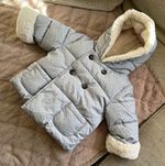 MNG Kids Unisex Baby Grey Faux Fur Hooded Lined Puffer Jacket 6-9 Months