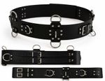 Waist Strap Leather 20cm Black EXTREMELY WIDE BDSM 5 D-Rings 6 O-Rings