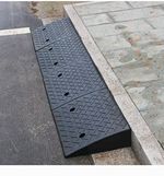 Black Rubber Threshold Kerb Ramp with Anti-Slip Surface for Doorway Access