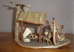 lovely old wood wooden Christmas nativity, crafts treen african folk art