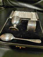 Sterling Silver Eggcup Set Spoon Napkin Ring Birmingham 1957