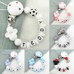 Football Personalised Dummy Clips Pacifier Holders Chain Custom Shower Gifts New