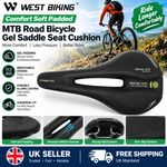 WEST BIKING Comfort Soft Padded MTB Road Bicycle Bike Gel Saddle Seat Cushion UK