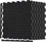 Black Interlocking Mat Yoga Exercise Gym Fitness Gymnastics Soft Foam Floor Tile
