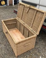 86cm Large Size Vintage Retro Trunk Storage Box Crate Wicker Rope Hinged Lid