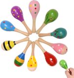 Baby Maracas, 5Pcs Wooden Maracas Baby, Colorful Baby Musical Instrument for Par