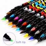 24 Colors Acrylic Paint Pens Brush Tip Waterproof for Rock Painting Wood Plastic