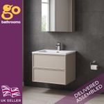 600mm Beige Blush Wall Hung Vanity Unit with Basin & Soft Close Drawers