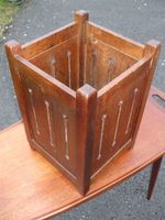 Antique Mission Stickley wastepaper basket, tiger oak, early 20th c