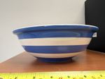 TG GREEN CORNISHWARE CORNISH BLUE & WHITE STRIPE LARGE SERVING BOWL PASTA SALAD