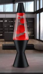 Lava 14.5in Black Lava Lamp Red &Clear Motion Wax Liquid Bedroom Night Light New