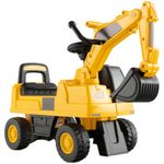 Yellow Ride-On Excavator - Rotatable Digging Bucket, Anti-Slip Wheels