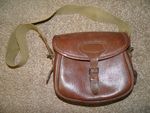 Vintage Brown Leather 50 Cartridge Shooting Bag With Canvas Shoulder Strap