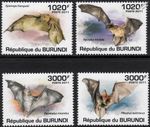 BATS (Fruit/Common Noctule/Vampire/Long-Eared) Bat Stamp Set (2011 Burundi)