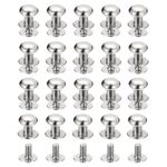 8mm Ball Head Stud Rivets Screw Back 20Pack Round Head Silver Tone