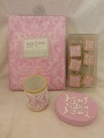 15 pc Kids Line Baroque Damask Shower Curtain, Hook & Bath Accessories Set NIP