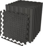 Black Interlocking Floor Mat EVA Soft Foam Gym Yoga Exercise Fitness Gymnastics