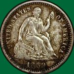 1869 Seated Liberty Half Dime Choice Extremely Fine XF+ Coin #39243