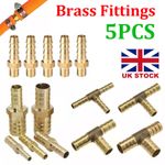 5PCS Brass Pipe Fitting Adapter Barbed Hosetail Joiner Tubing Connector Coupler