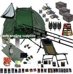 Carp Fishing Set Up Kit 3 Rod Mega  Rods Reels Chair GIANT TACKLE PACK Net PC23