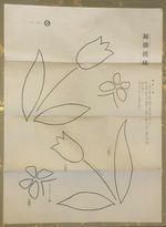 VINTAGE JAPANESE KIMONO / OBI FABRIC PATTERN VIII - TULIPS & BUTTERFLIES 