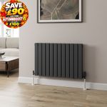Anthracite Designer Radiator Horizontal Flat Panel Double Panel Rad 600x912mm