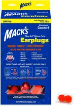 Mack's Pillow Soft Silicone Earplugs 200 Pair Dispenser Orange Putty