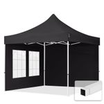 TOOLPORT 3x3m Pop up Gazebo Marquee with Sides & Windows steel 30mm, dark grey