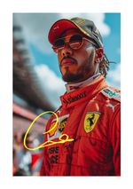 Lewis Hamilton Ferrari 2 A4 signed mounted photograph picture poster