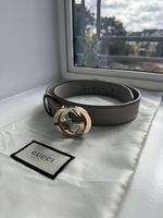 Gucci Womens Marmont Grey Leather Belt With GG Buckle