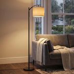 Arc Floor Lamp with Fabric Shade Remote Control 63 Tall 9W LED Bulb incl