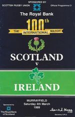 Scotland v Ireland Five Nations International at Murrayfield 4th March 1989