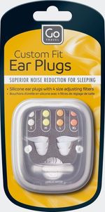 Go Travel Noise Cancelling Ear Plugs Custom Fit with 4x Washable Size Adjusters