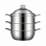 3 Tier Steamer Pot Induction Safe Three-Tier Steamer Multi-Layer Construction