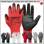 BLACK NYLON PU COATED SAFETY WORK GLOVES GARDENING BUILDERS MECHANIC GRIP