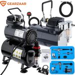 Airbrush Compressor With Tank 220V Double Action Air Brush Spray Kit Hose Crafts