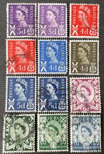 Selection of 12 Pre decimal Scottish Definitive Wilding Regional Stamps