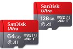 SanDisk Ultra MicroSD 64GB,128GB Class 10 SDXC Memory Card with Adapter