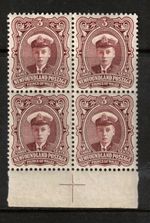 Newfoundland #106 Extra Fine Never Hinged Block With Centering Cross In Middle