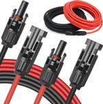 1 Pair Solar Panel Extension Cable Wire Black+Red 10 AWG Connector 6mm² PV Cable