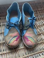 Vintage Handmade Blue Festival Hippie Soft Leather Shoes Size 5