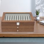 Walnut Wood Pen Display Box Triple Layer Fountain Pen Storage Collection Gifts
