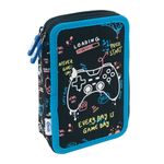 Kids Pencil Cases Pre-Filled 31 Pcs Stationery Set 2 Layers Pouch Zip Carry Case