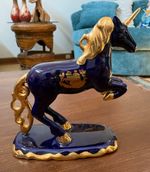 Franklin Mint Limoges 1991 Treasury of Unicorns Collection Cobalt Gold Figurine